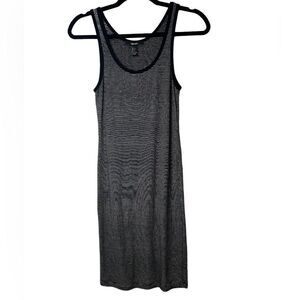 FOREVER 21 Black White Stripe Knit Tank  Mini Dress Bodycon Sleeveless SZ S